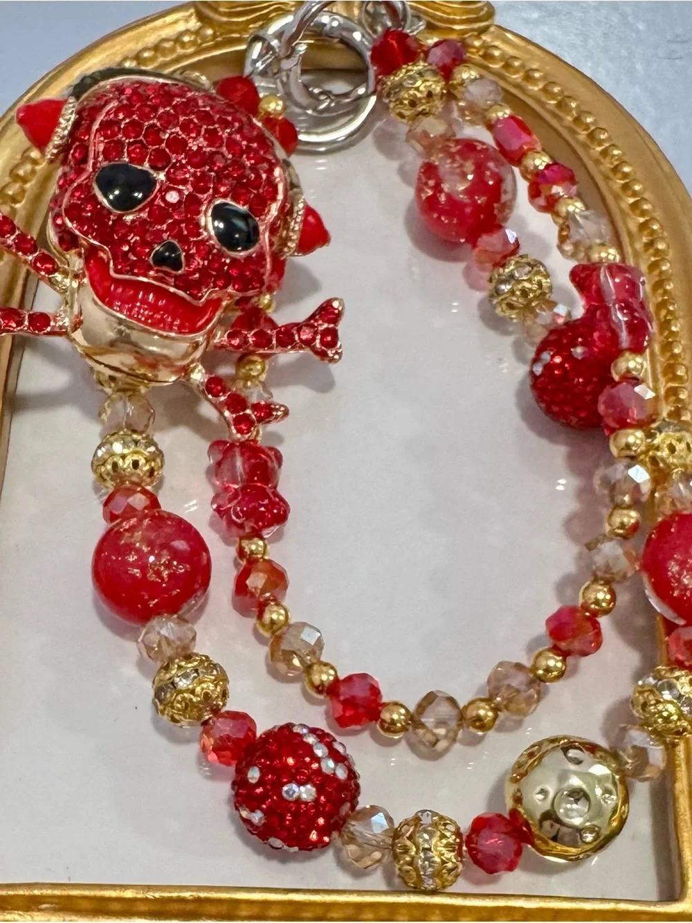 NeRed and Gold Beaded Phone Chain